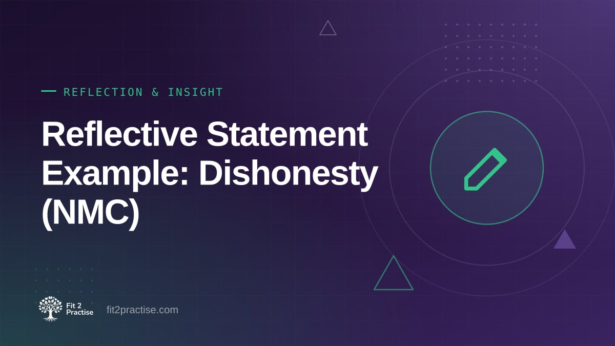 Fit 2 Practise graphic: an annotated example reflective statement about a dishonesty concern