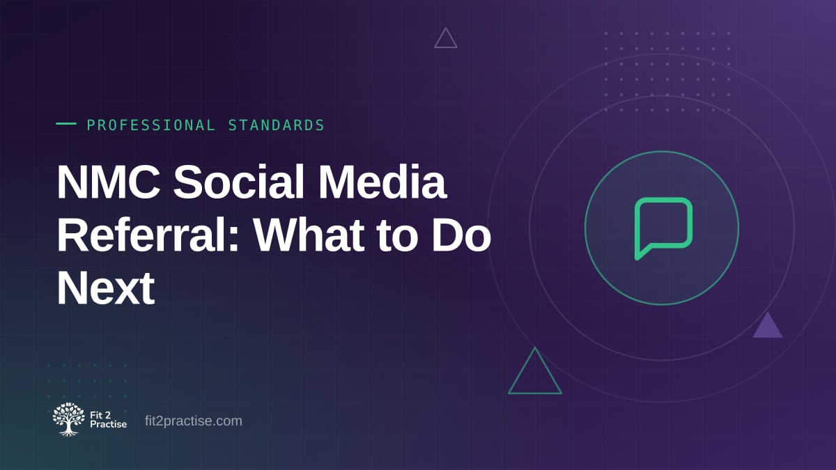 Fit 2 Practise graphic: being referred to the NMC over a social media post