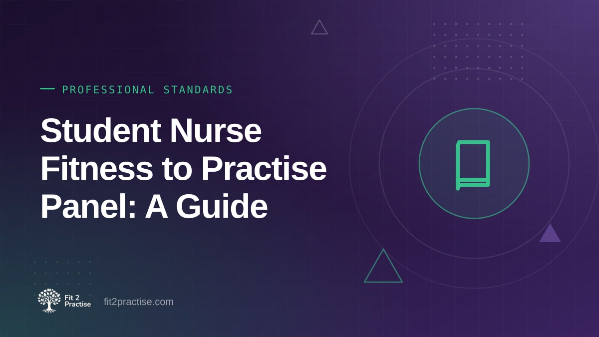 Fit 2 Practise graphic: student nurse fitness to practise panels at university