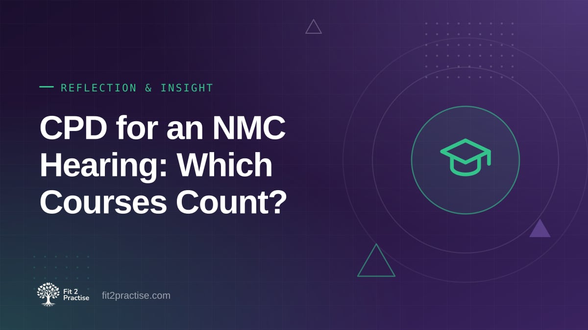 Fit 2 Practise graphic: choosing CPD and remediation courses for an NMC case